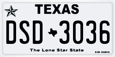 TX license plate DSD3036