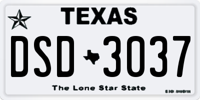 TX license plate DSD3037