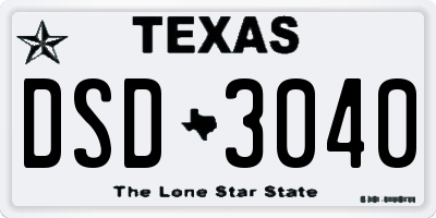 TX license plate DSD3040