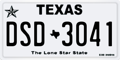 TX license plate DSD3041