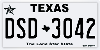 TX license plate DSD3042