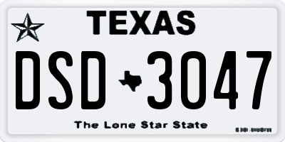 TX license plate DSD3047