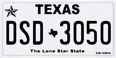 TX license plate DSD3050
