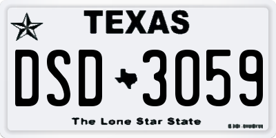 TX license plate DSD3059