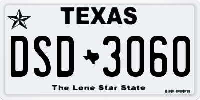 TX license plate DSD3060