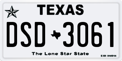 TX license plate DSD3061