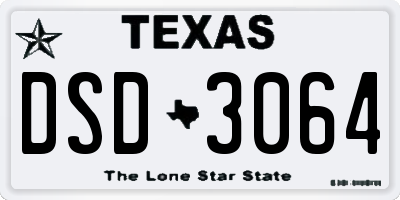 TX license plate DSD3064