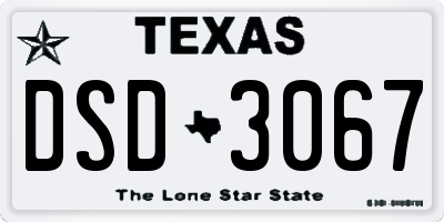 TX license plate DSD3067