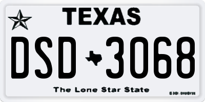 TX license plate DSD3068