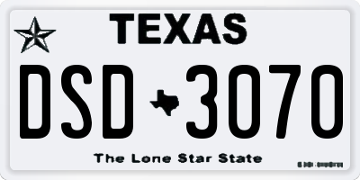 TX license plate DSD3070
