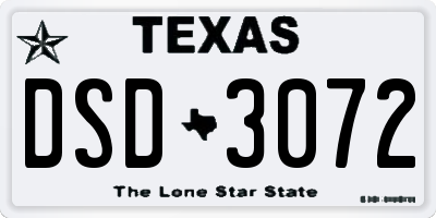 TX license plate DSD3072