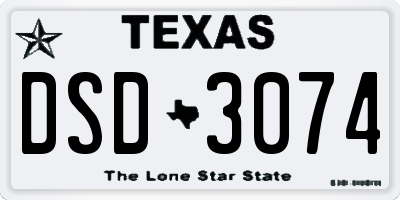 TX license plate DSD3074