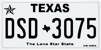TX license plate DSD3075