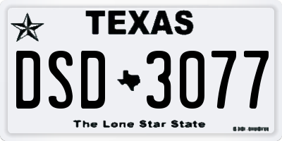TX license plate DSD3077