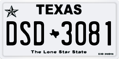 TX license plate DSD3081