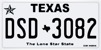 TX license plate DSD3082