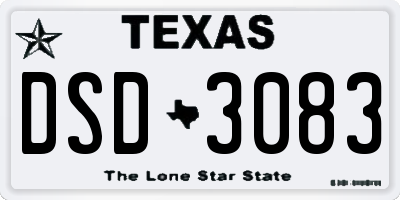 TX license plate DSD3083