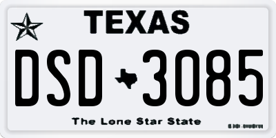 TX license plate DSD3085