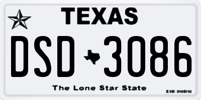 TX license plate DSD3086