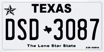 TX license plate DSD3087