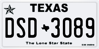 TX license plate DSD3089