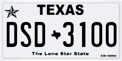 TX license plate DSD3100