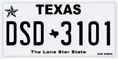 TX license plate DSD3101