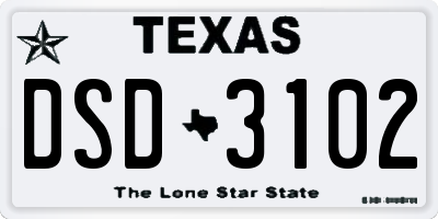 TX license plate DSD3102