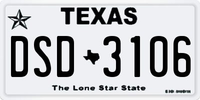 TX license plate DSD3106
