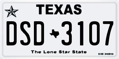 TX license plate DSD3107