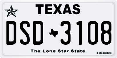 TX license plate DSD3108