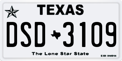 TX license plate DSD3109