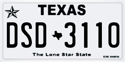 TX license plate DSD3110