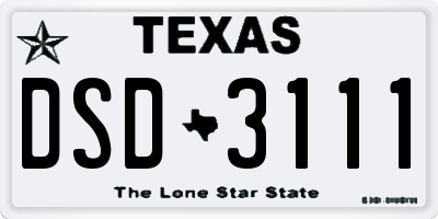 TX license plate DSD3111