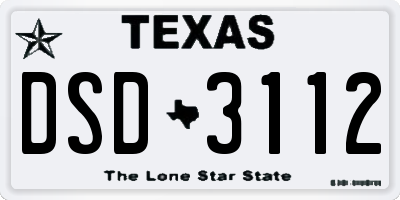 TX license plate DSD3112