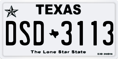 TX license plate DSD3113