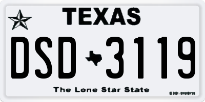 TX license plate DSD3119