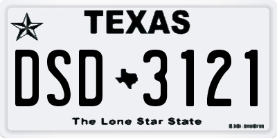 TX license plate DSD3121
