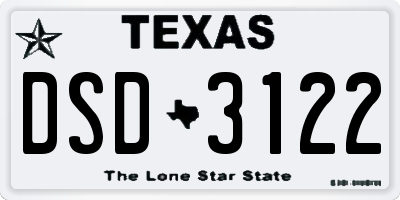 TX license plate DSD3122