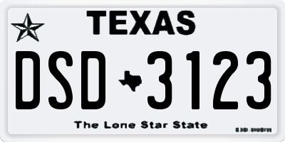 TX license plate DSD3123