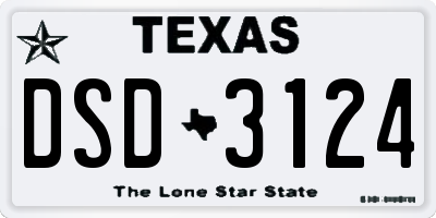 TX license plate DSD3124