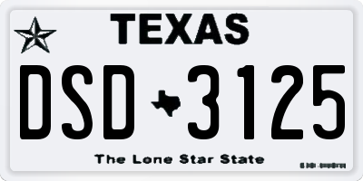 TX license plate DSD3125