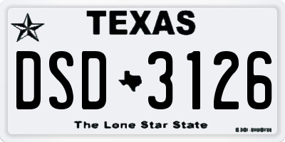 TX license plate DSD3126