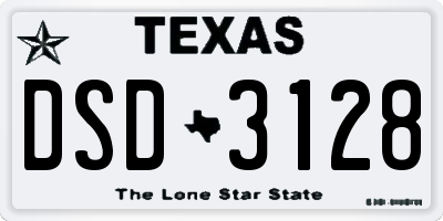 TX license plate DSD3128