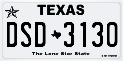TX license plate DSD3130