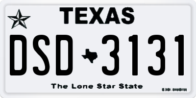 TX license plate DSD3131