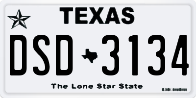 TX license plate DSD3134