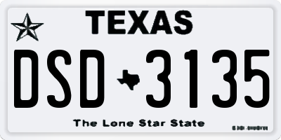 TX license plate DSD3135