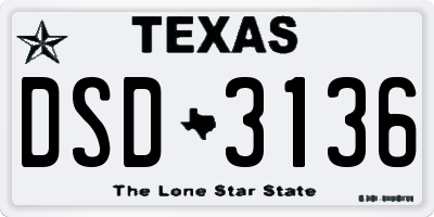 TX license plate DSD3136