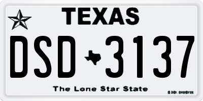 TX license plate DSD3137